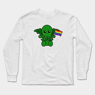 Cthulhu with an LGBTQ flag Long Sleeve T-Shirt